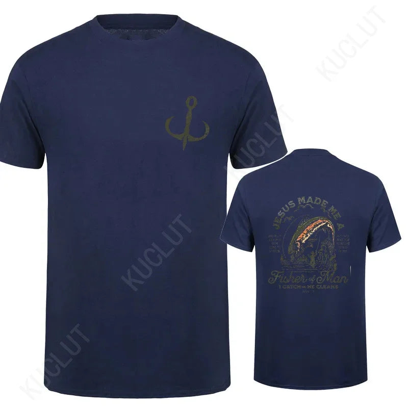 🧭 T-shirt chrétien homme “Fisher of Man” – Jésus Made Me • Col rond • 18 coloris • S à 4XL