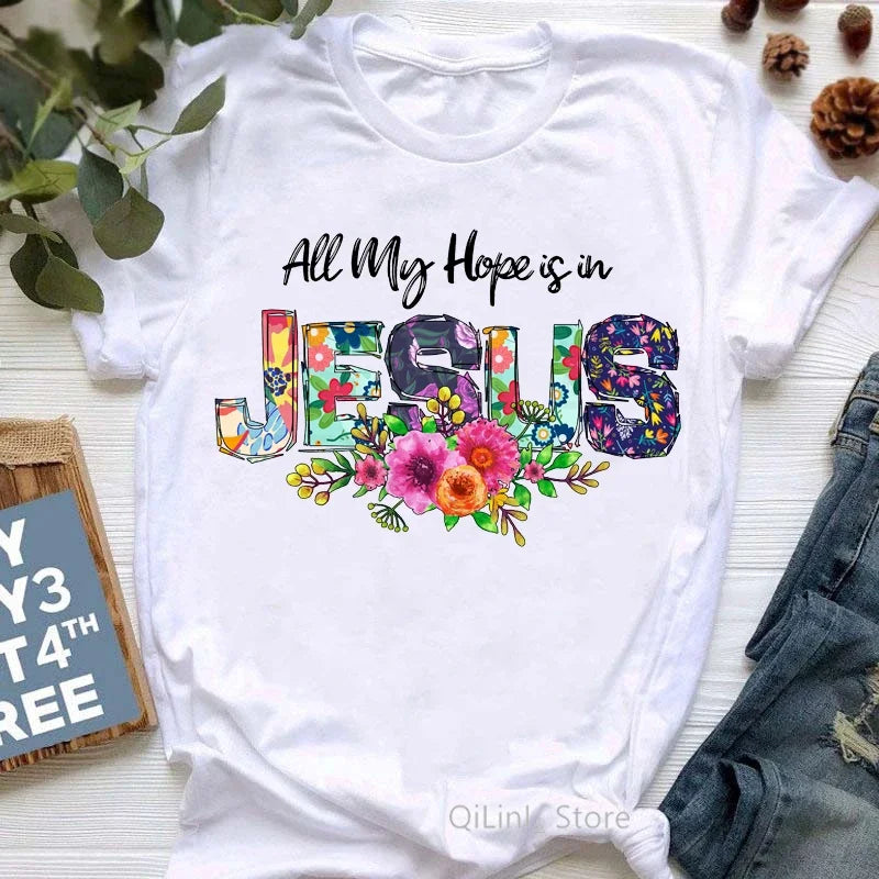 T-shirt chrétien femme – Jésus-Christ & Foi | 20 motifs au choix | Hope & Light Girlz
