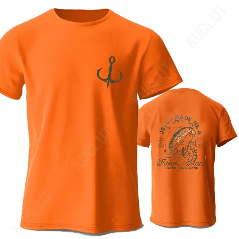 🧭 T-shirt chrétien homme “Fisher of Man” – Jésus Made Me • Col rond • 18 coloris • S à 4XL