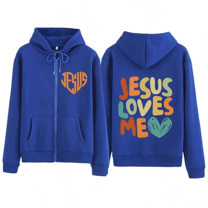 ✨ JESUS LOVES ME — Sweat capuche zippé femme