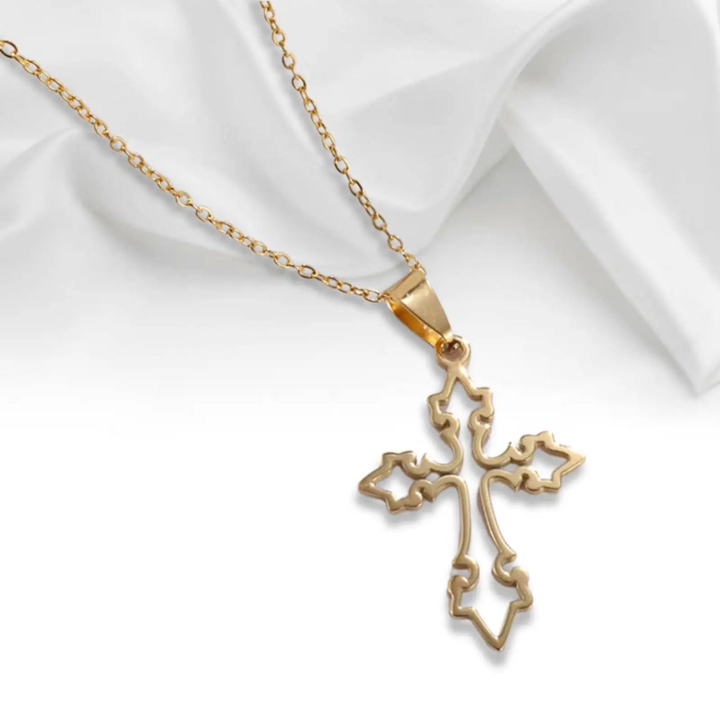 Collier Croix Chrétienne – Pendentif Acier Doré ou Argenté 50 cm | Sons of Light