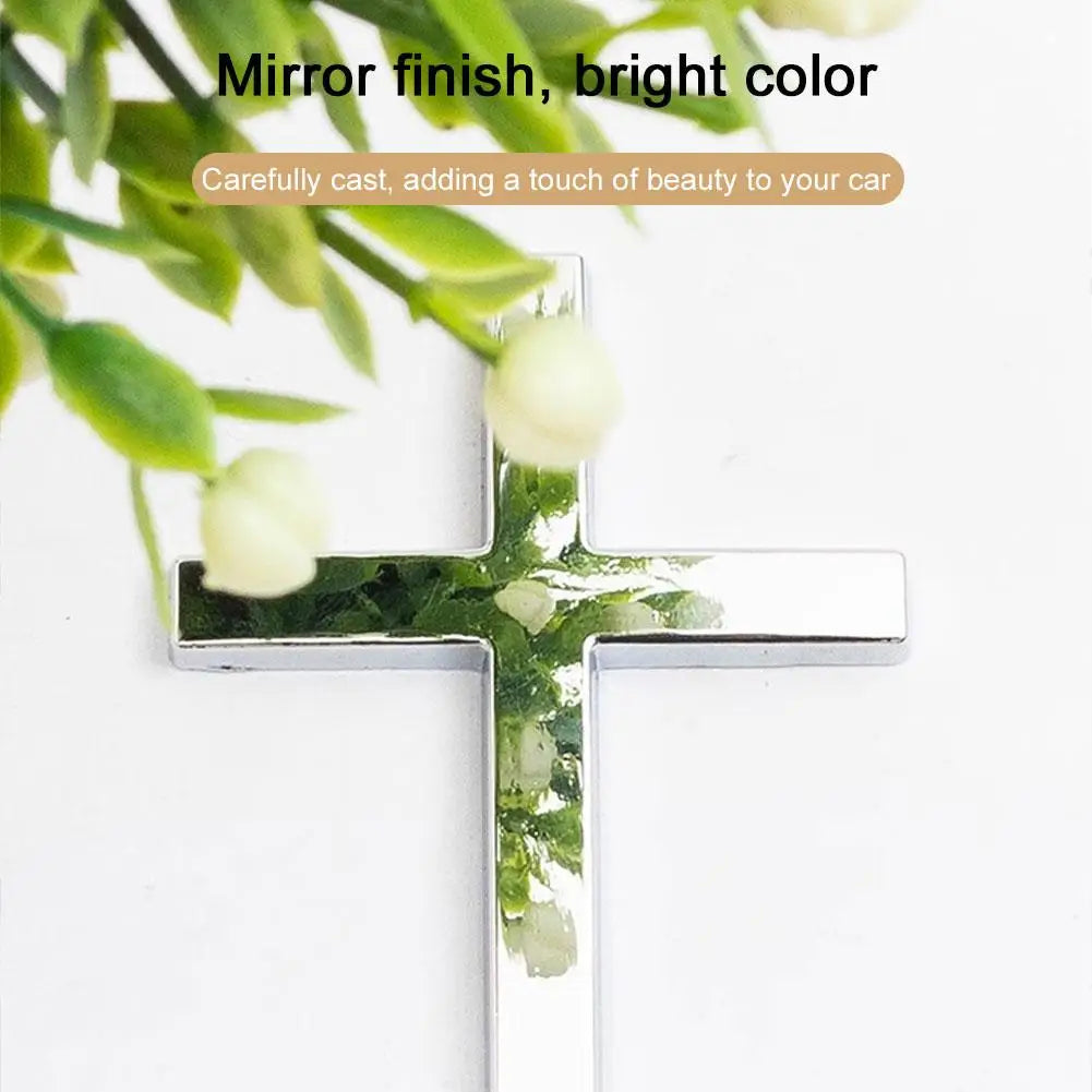✨ Emblème Croix voiture adhésif – Accessoire auto chrétien – Argent, Noir, Rouge ou Or – Design minimaliste