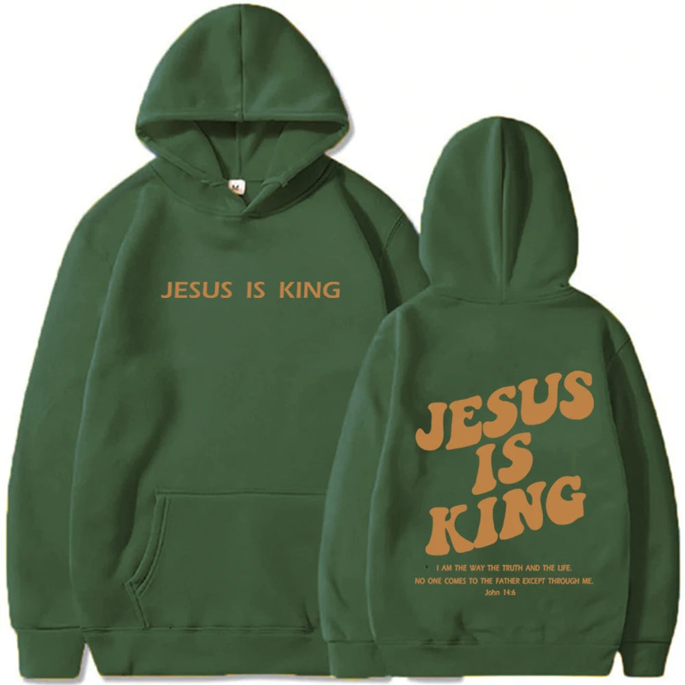 🏷️Sweat à Capuche “Jesus Is King” – Hoodie Chrétien Unisexe du S au 4XL | Collection Foi & Style