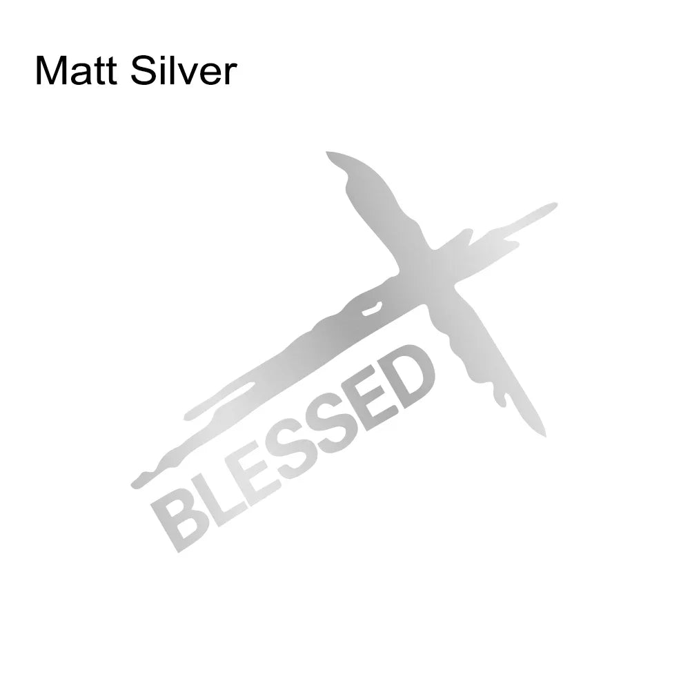 Sticker Voiture & Mur « BLESSED » – Croix du Christ