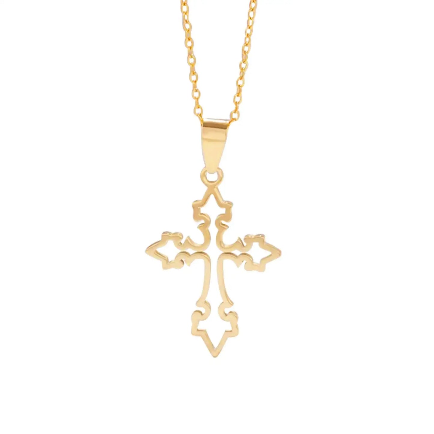 Collier Croix Chrétienne – Pendentif Acier Doré ou Argenté 50 cm | Sons of Light