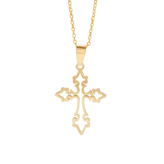 Collier Croix Chrétienne – Pendentif Acier Doré ou Argenté 50 cm | Sons of Light