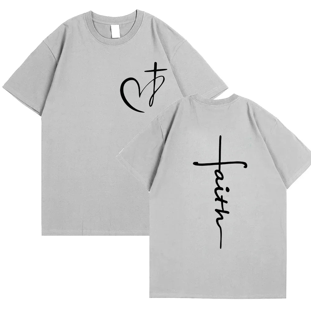 T-shirt chrétien femme « Faith » – Croix dorée ou argentée | Hope & Light Girlz
