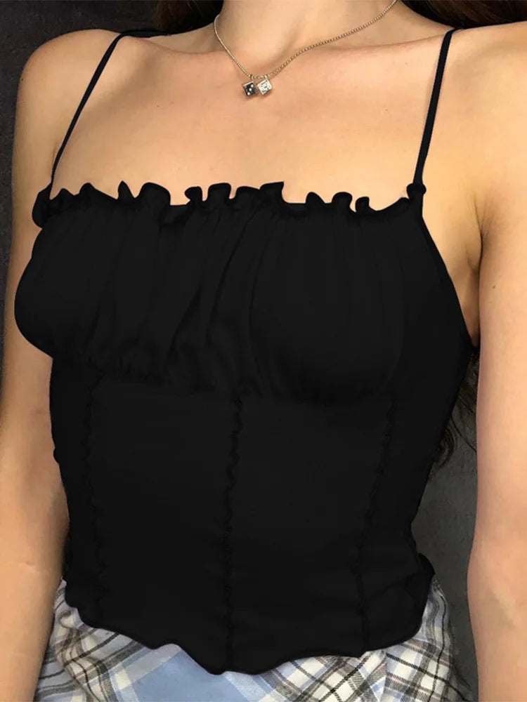 Top Bustier Satin Femme Blanc & Noir | Crop Top Chic Été – Hope & Light Girlz