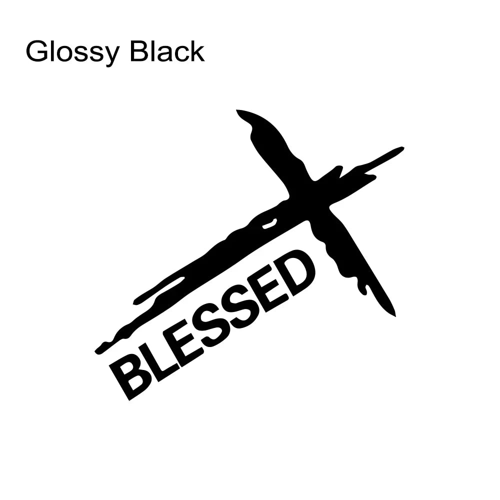 Sticker Voiture & Mur « BLESSED » – Croix du Christ
