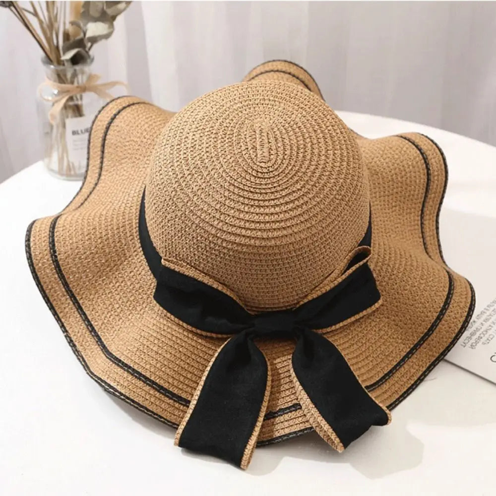 Chapeau de Plage Femme Élégant – Capeline en Paille avec Nœud | Protection Solaire Été 2026
