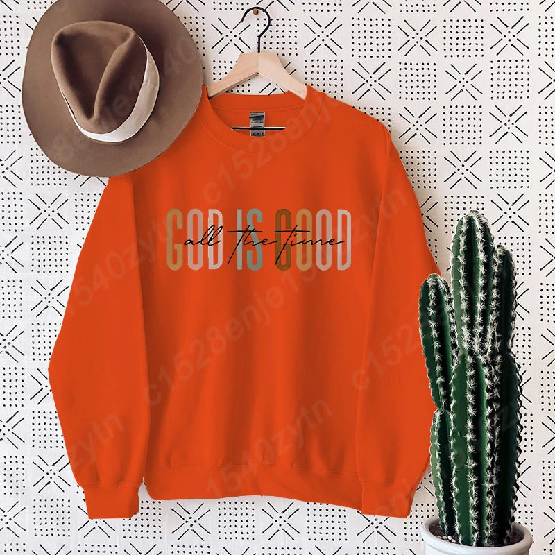 Sweat “God Is Good All the Time” – Pull Chrétien plein de bonheur et de FOI – 9 Couleurs Douces