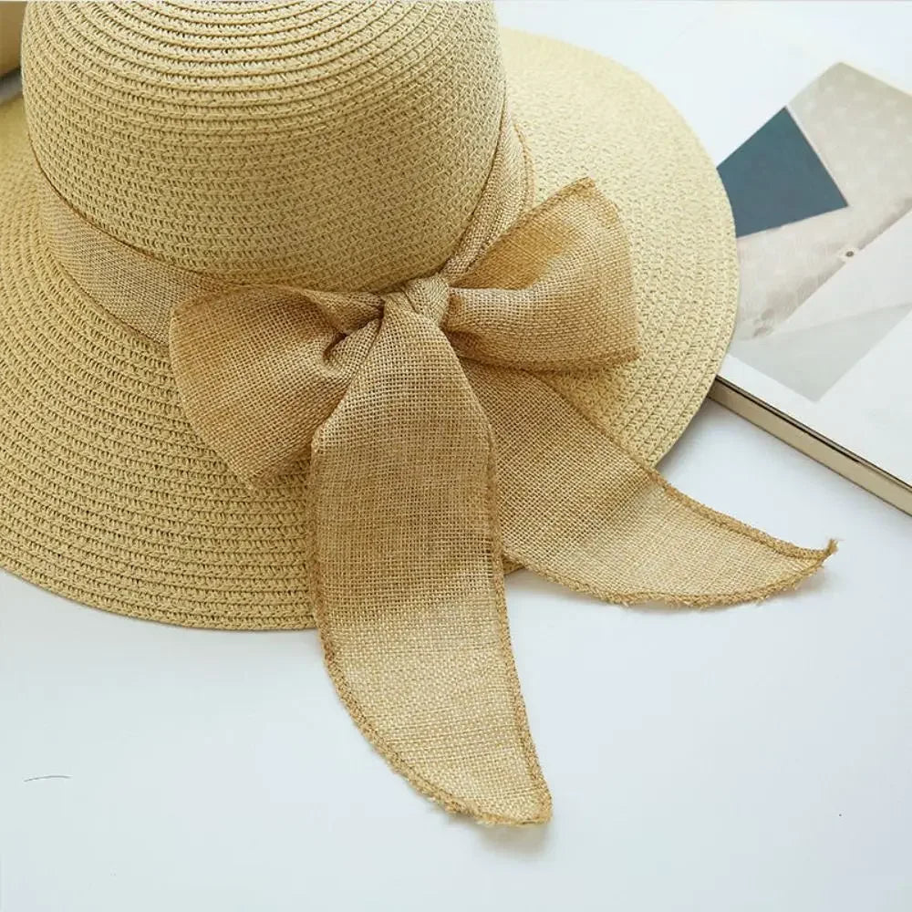 Chapeau de Plage Femme Élégant – Capeline en Paille avec Nœud | Protection Solaire Été 2026