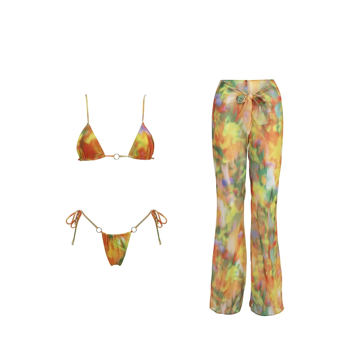 Ensemble bikini 3 pièces femme avec pantalon de plage – Maillot bohème chic | Hope, Light & Sun