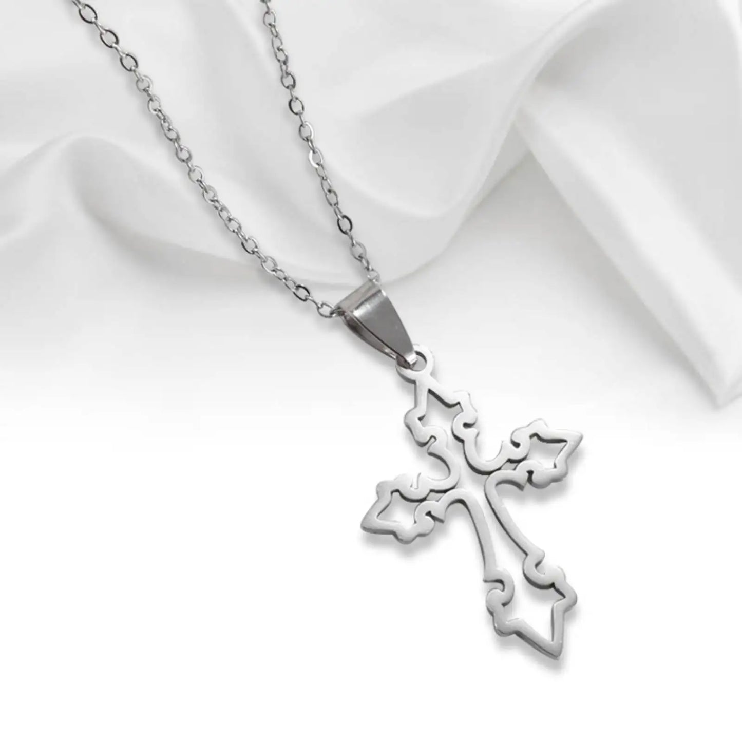 Collier Croix Chrétienne – Pendentif Acier Doré ou Argenté 50 cm | Sons of Light