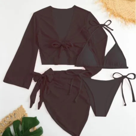 Maillot de Bain 4 Pièces Femme | Bikini avec Jupe et Top Assorti
