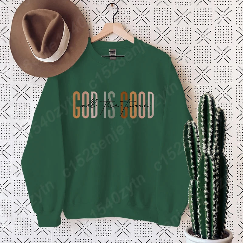 Sweat “God Is Good All the Time” – Pull Chrétien plein de bonheur et de FOI – 9 Couleurs Douces