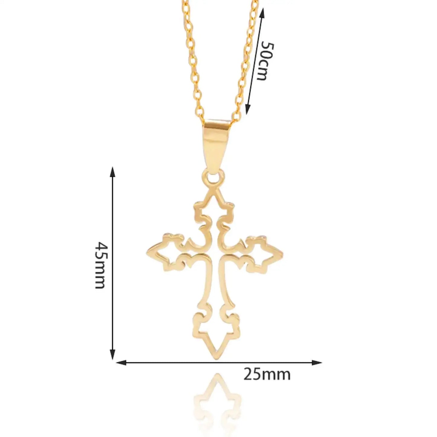 Collier Croix Chrétienne – Pendentif Acier Doré ou Argenté 50 cm | Sons of Light
