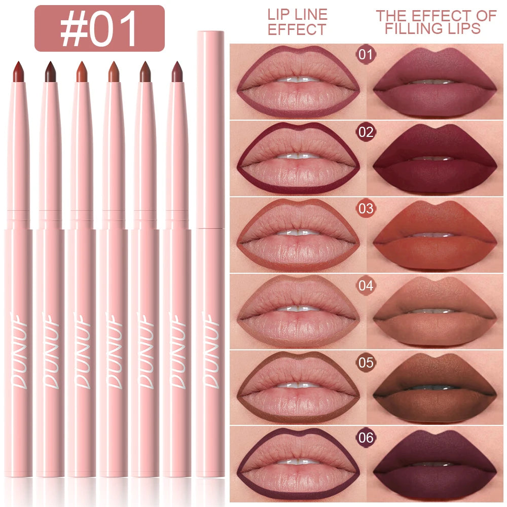 💋 Coffret Crayons Contour des Lèvres DUNUF – 12 Teintes Ultra Pigmentées Longue Tenue Waterproof
