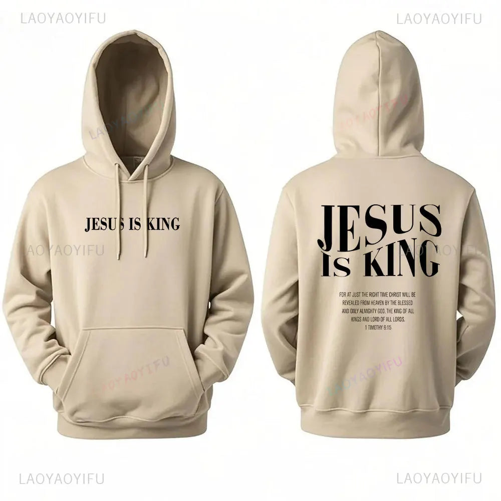 Sweat à capuche femme “JESUS IS KING” – Hoodie chrétien fashion | Hope And Light Girlz