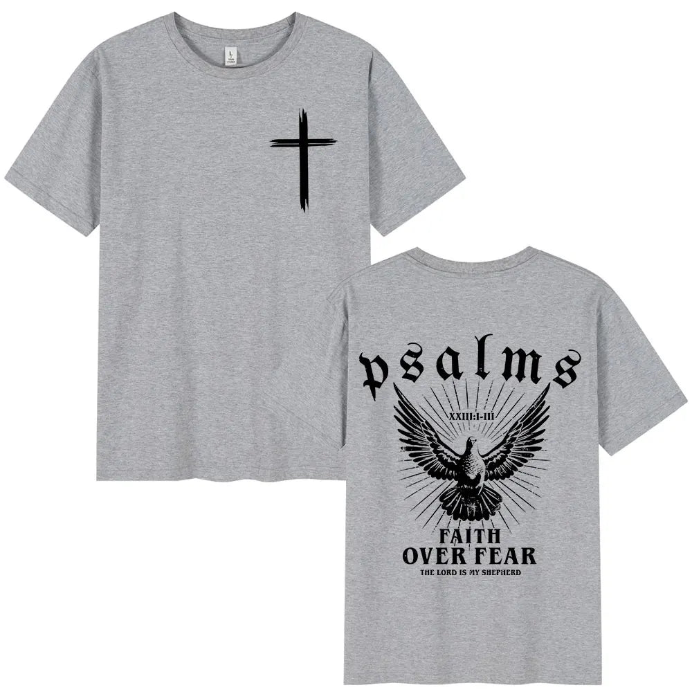 T-shirt chrétien « Faith Over Fear » – Psaume 23 | Foi plus forte que la peur