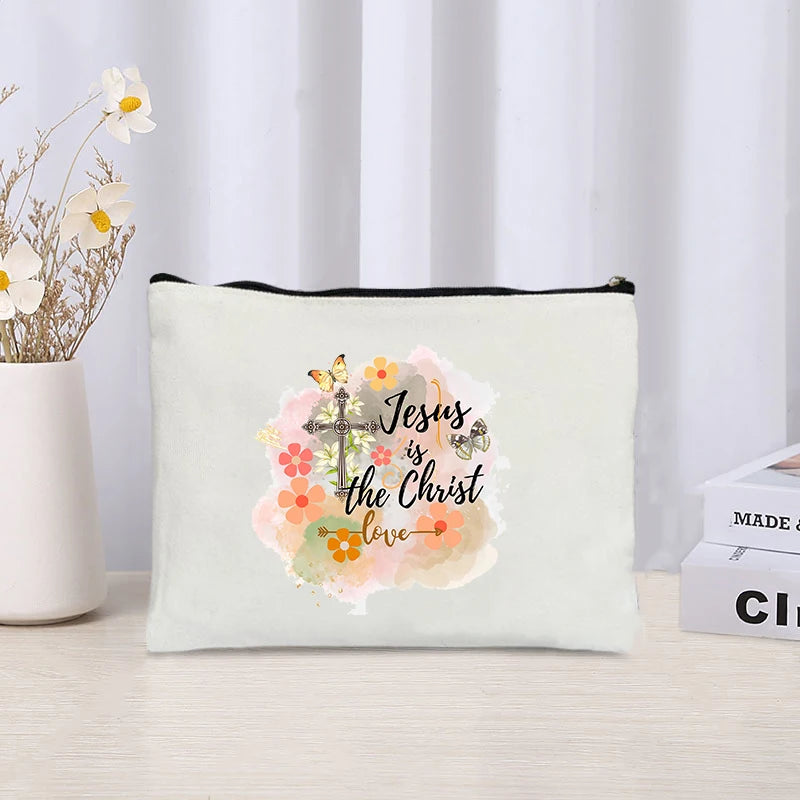 Trousse chrétienne “Appelle le Seigneur et sois sauvée” | Pochette Foi & Espérance – Makeup Bag / Organisateur chrétien