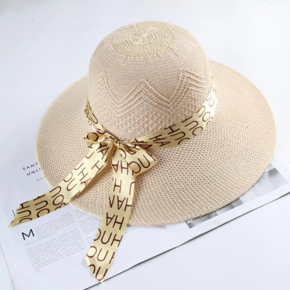 Chapeau de Plage Femme Élégant – Capeline en Paille avec Nœud | Protection Solaire Été 2026