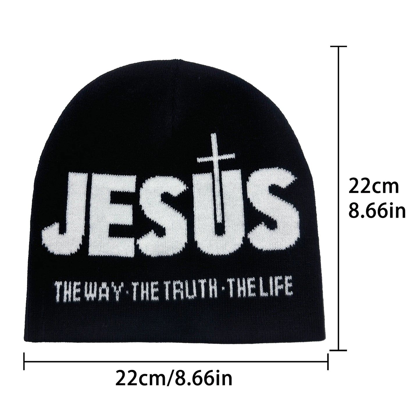🧢Bonnet chrétien JESUS – tricot élastique unisexe | The Way The Truth The Life | Style sportswear