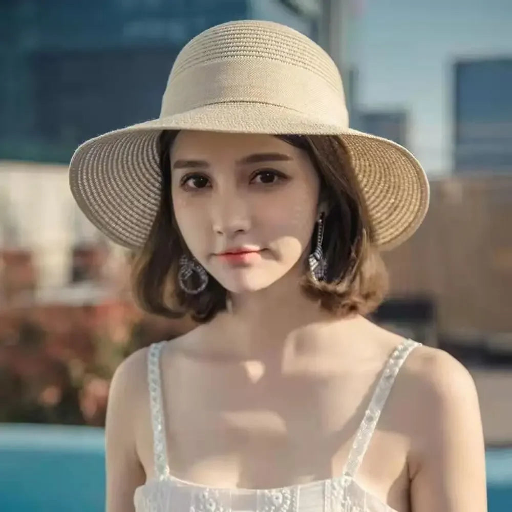 Chapeau de Plage Femme Élégant – Capeline en Paille avec Nœud | Protection Solaire Été 2026