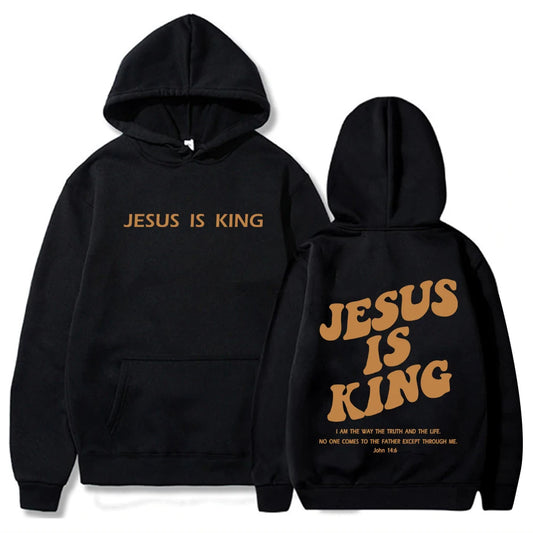 🏷️Sweat à Capuche “Jesus Is King” – Hoodie Chrétien Unisexe du S au 4XL | Collection Foi & Style