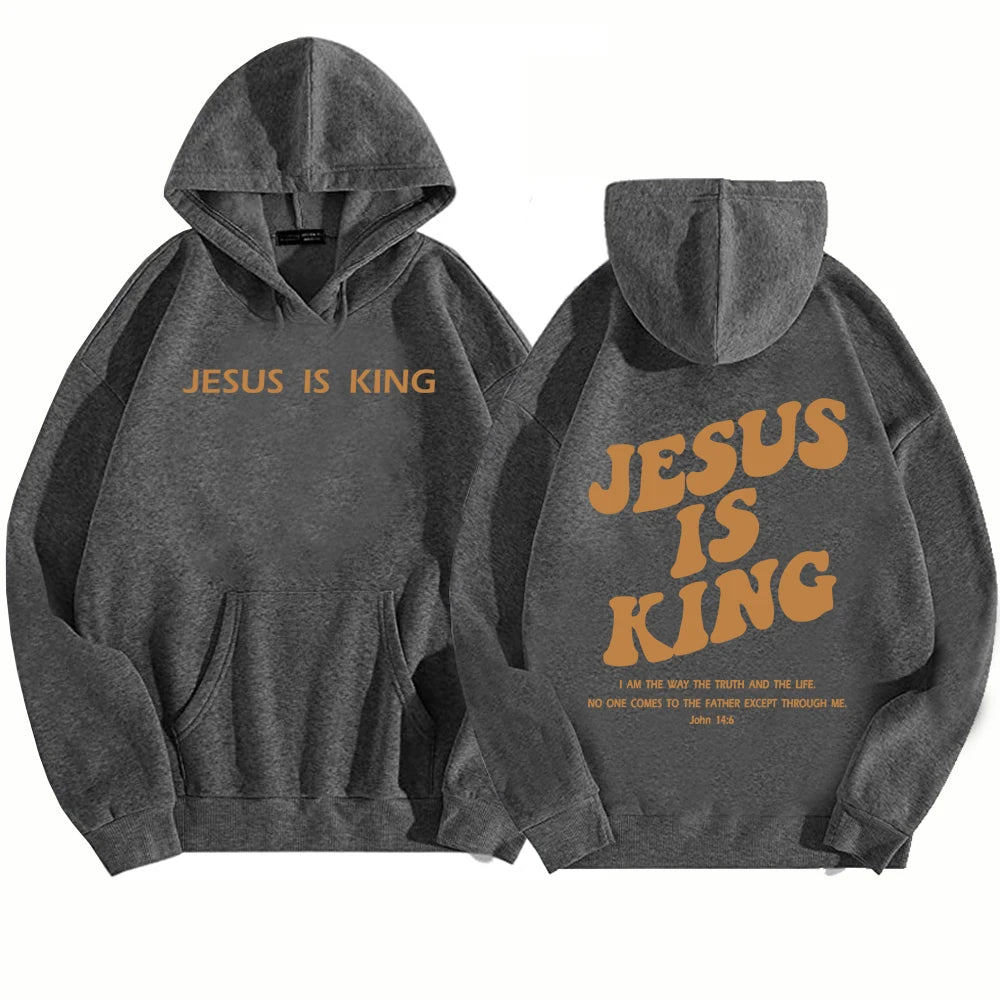 🏷️Sweat à Capuche “Jesus Is King” – Hoodie Chrétien Unisexe du S au 4XL | Collection Foi & Style