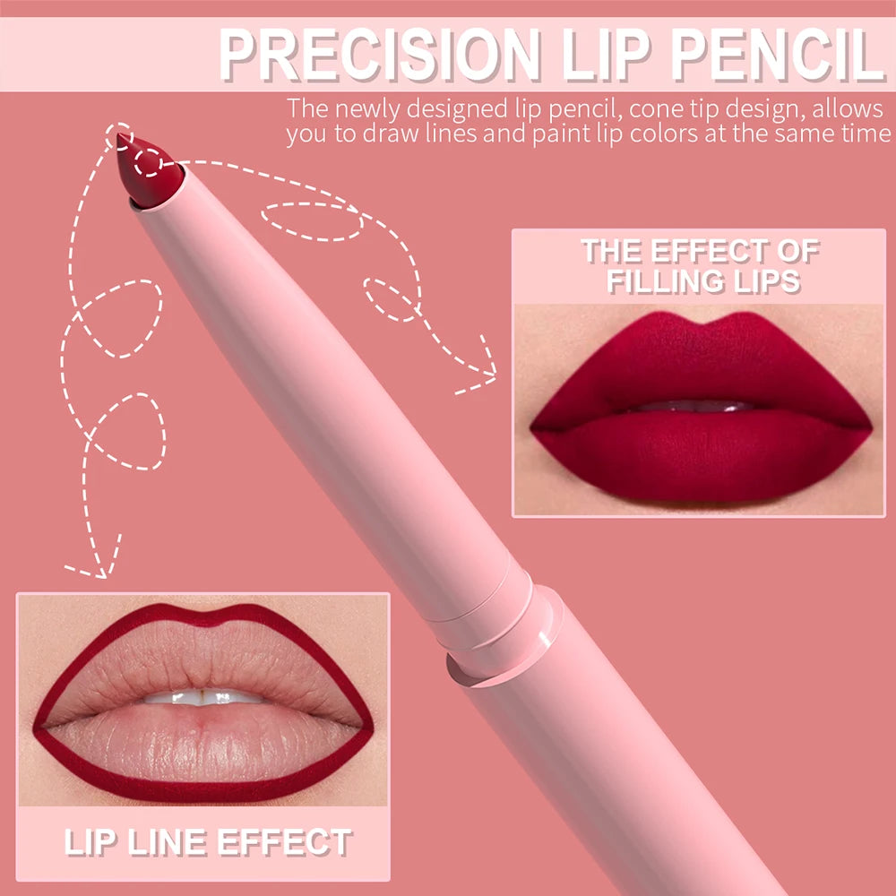 💋 Coffret Crayons Contour des Lèvres DUNUF – 12 Teintes Ultra Pigmentées Longue Tenue Waterproof