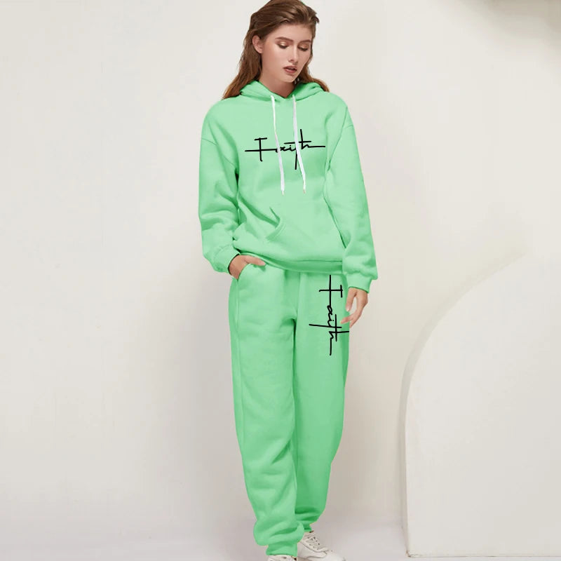 Survêtement Femme "Faith" – Ensemble Sportwear Complet Hoodie + Pantalon – Confort & Style (S à XXXL)
