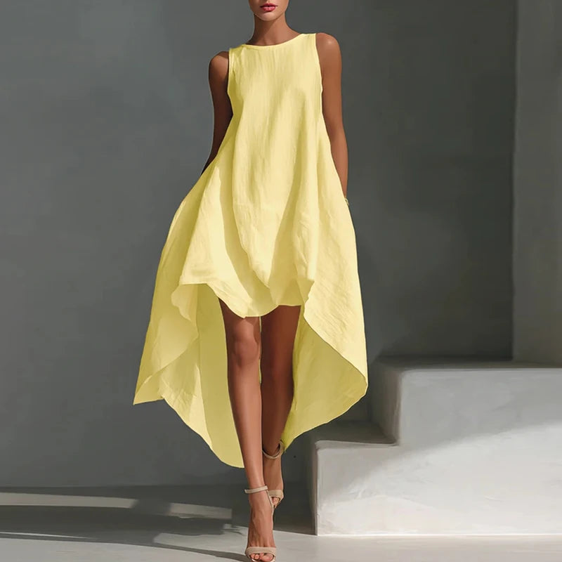 ✨ Robe Bohème Asymétrique Femme – Robe Fluide Été Chic & Décontractée