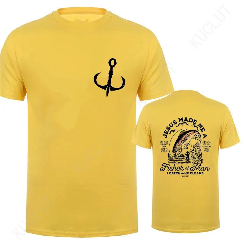 🧭 T-shirt chrétien homme “Fisher of Man” – Jésus Made Me • Col rond • 18 coloris • S à 4XL