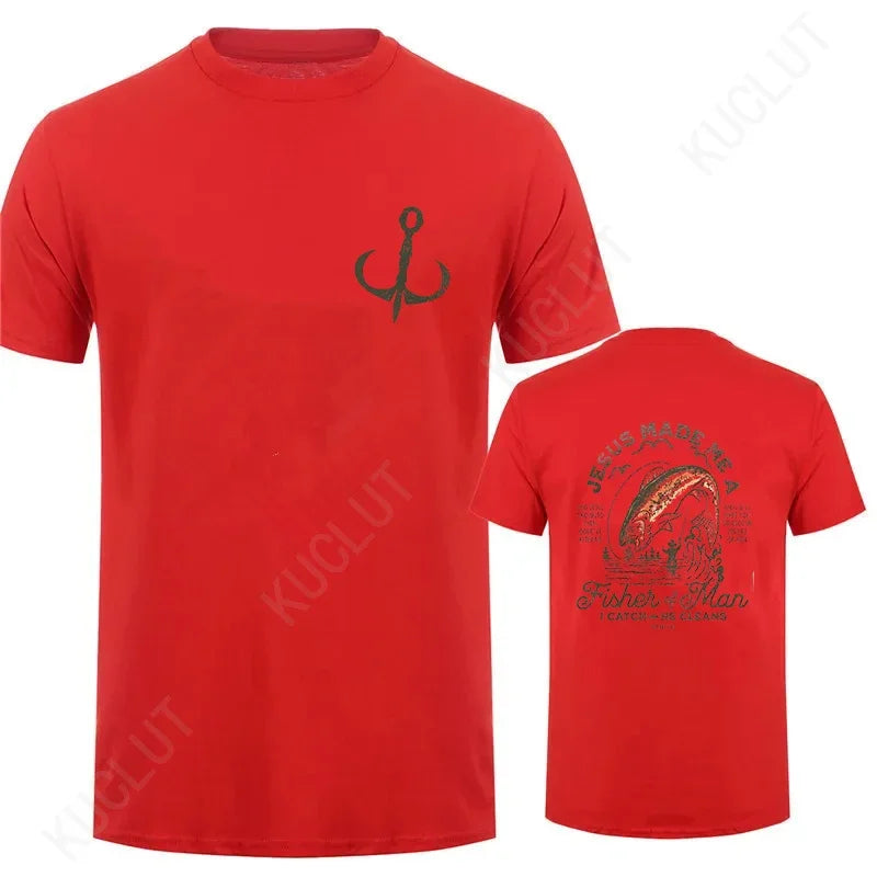🧭 T-shirt chrétien homme “Fisher of Man” – Jésus Made Me • Col rond • 18 coloris • S à 4XL