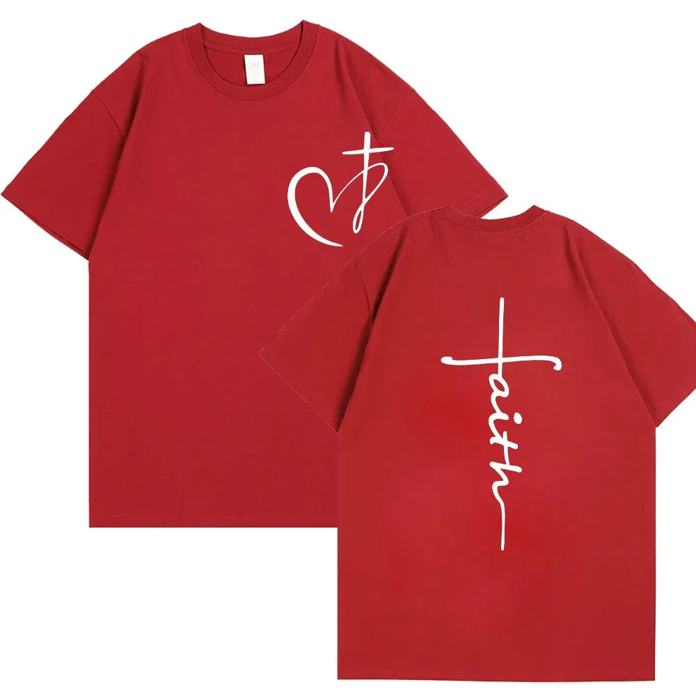 T-shirt chrétien femme « Faith » – Croix dorée ou argentée | Hope & Light Girlz