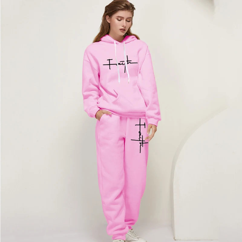 Survêtement Femme "Faith" – Ensemble Sportwear Complet Hoodie + Pantalon – Confort & Style (S à XXXL)
