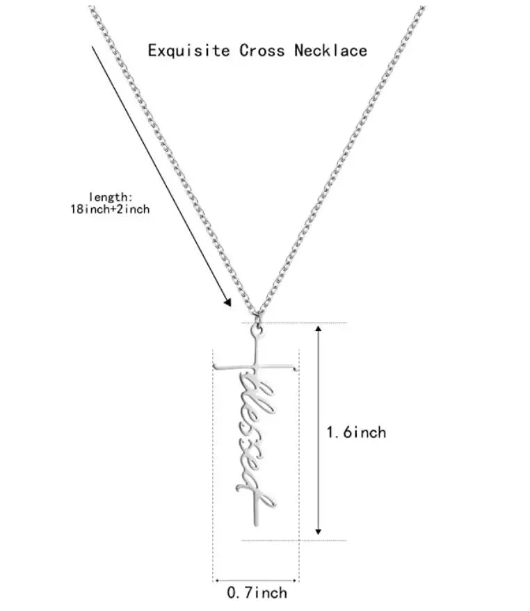 Collier “Blessed” avec Croix – Foi & Élégance | Plaqué argent ou or | Cadeau chrétien Hope & Light Girlz