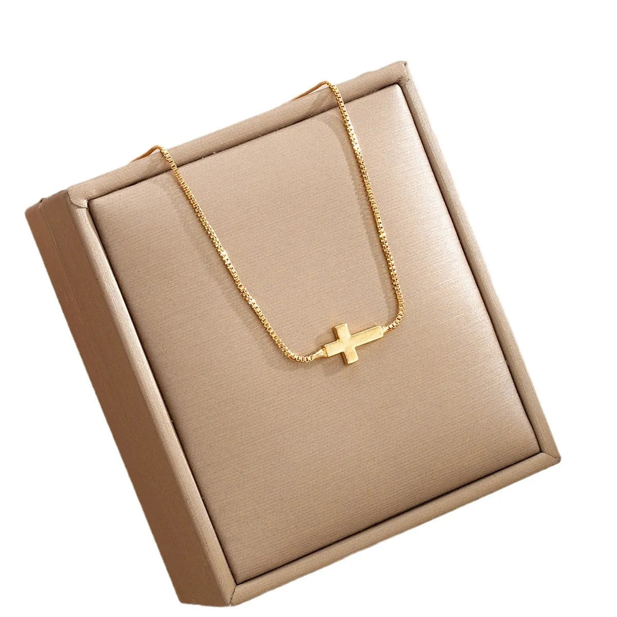 Collier Croix Fine Horizontale – Minimaliste & Élégant | Acier inoxydable doré ou argenté | Hope & Light Girlz