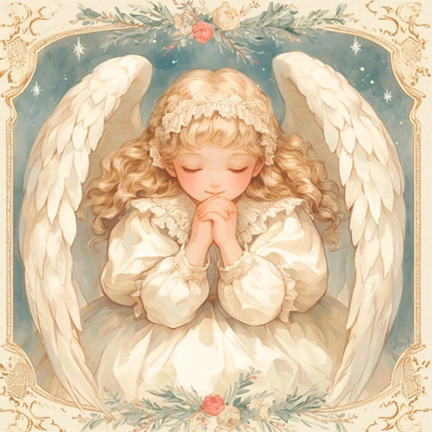Tableau Diamond Painting – Petits Anges Vintage Chrétiens | Art de prière et détente spirituelle DIY
