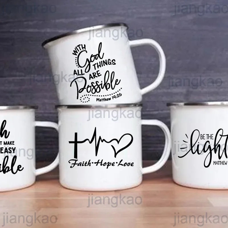 Mug chrétien “Be the Light” – Matthieu 5:14 | Foi, Espoir & Amour
