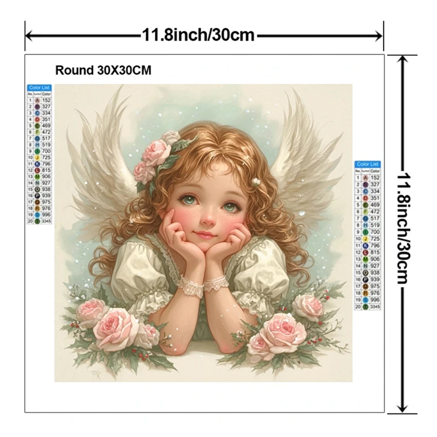 Tableau Diamond Painting – Petits Anges Vintage Chrétiens | Art de prière et détente spirituelle DIY
