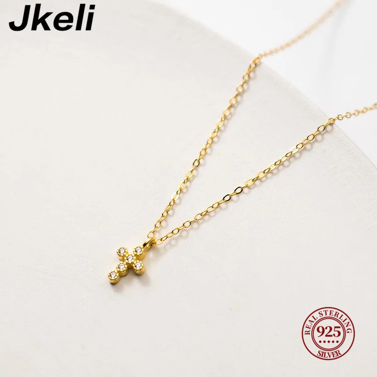 Collier Croix en Argent 925 et Plaqué Or 18K | Pendentif de Foi Élégant – Bijou Féminin Hope & Light Girlz