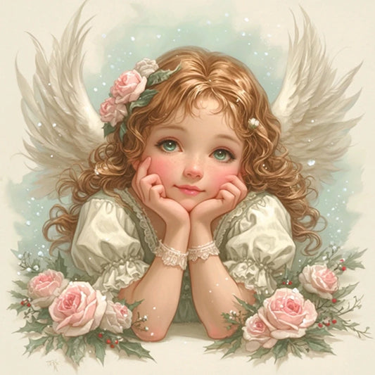 Tableau Diamond Painting – Petits Anges Vintage Chrétiens | Art de prière et détente spirituelle DIY