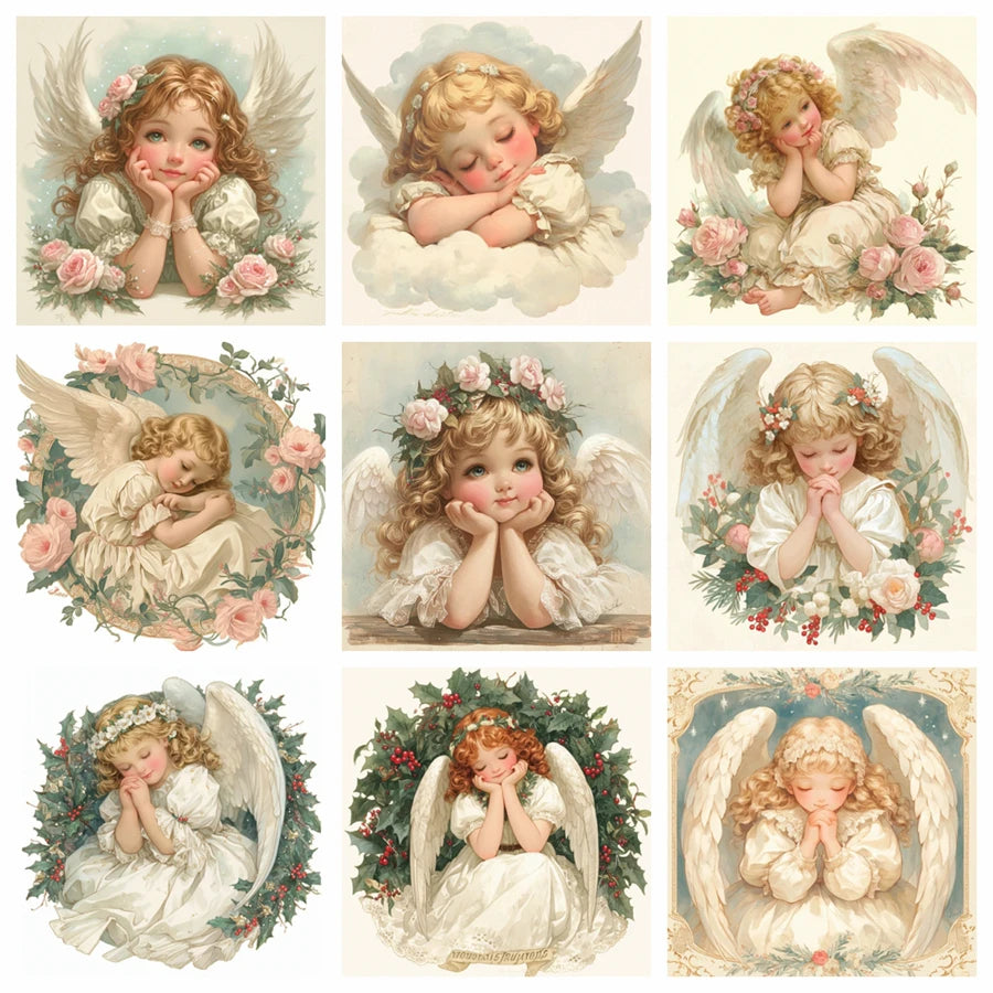 Tableau Diamond Painting – Petits Anges Vintage Chrétiens | Art de prière et détente spirituelle DIY