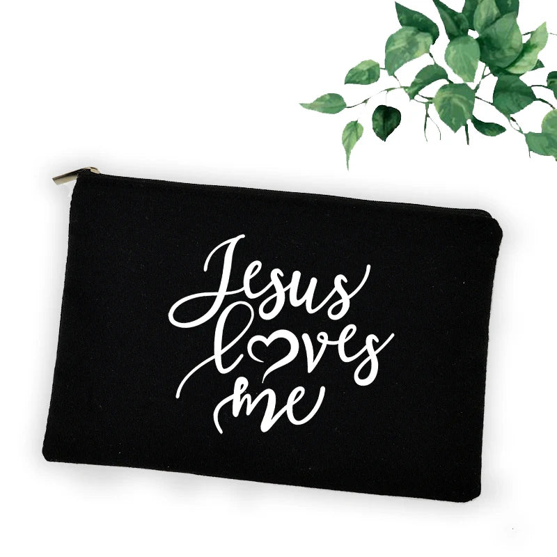 Trousse chrétienne “Faith Hope Love” – Pochette maquillage, stylos ou accessoires – Design croix et message de foi