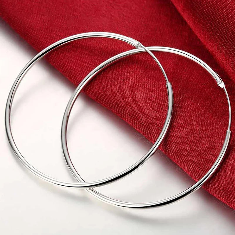 Créoles en argent sterling 925 – Grandes boucles 50/60 mm élégantes et intemporelles | Hope & Light Girlz